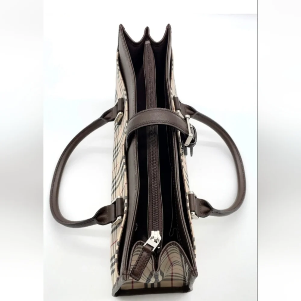 SALE! Authentic Burberry Nova Check Leather Beige/Brown Handbag W/DB - Picture 5 of 14